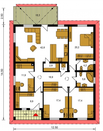 Plan de sol du rez-de-chaussée - BUNGALOW 167